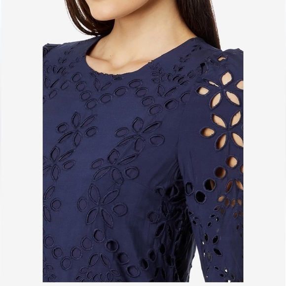 Lilly Pulitzer Women's Alyna Long Sleeve Eyelet Dress In True Navy Soiree Eyelet - Picture 6 of 16